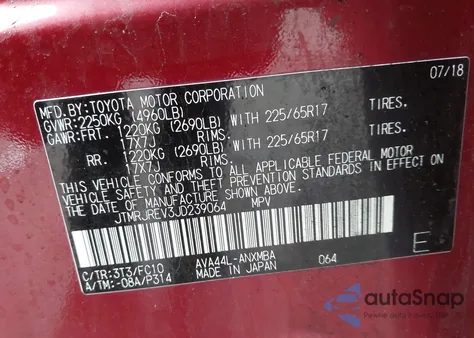 2018 Toyota Rav4 Hybrid Xle from USA, damaged, VIN JTMRJREV3JD239064